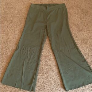 Olive green 100% polyester wide leg pants